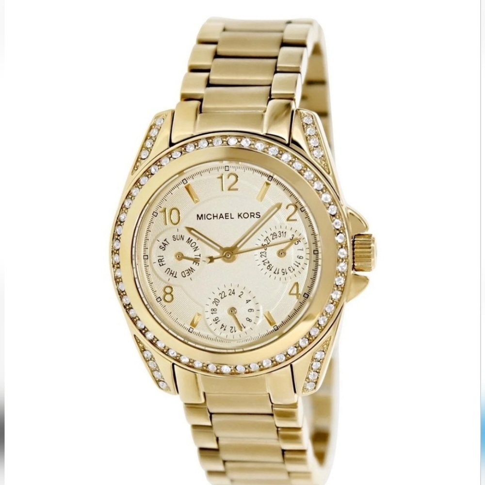 Michael Kors Watch, Gold-Plated "Blair",‎ Rhinestones, Quartz, Stainless, NEW! - Picture 5 of 8